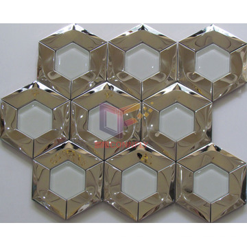 Nested Glass and Metal Mixed Stainless Steel Hexagon Mosaic (CFM998)